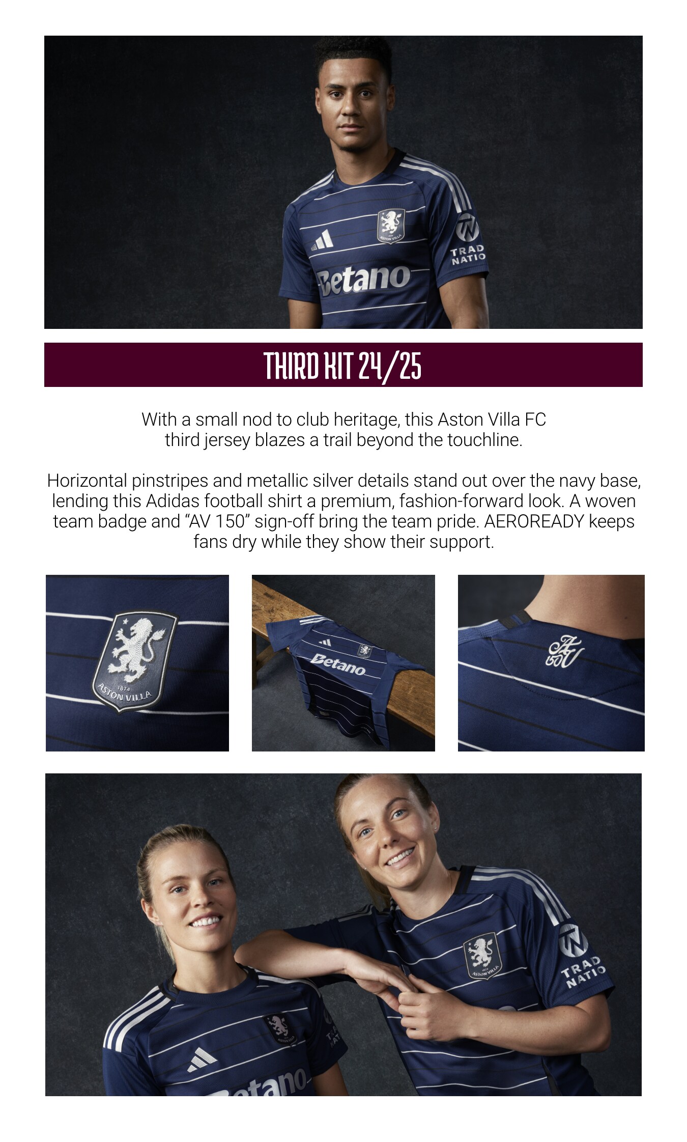 Aston Villa adidas Third Shirt 2024-25